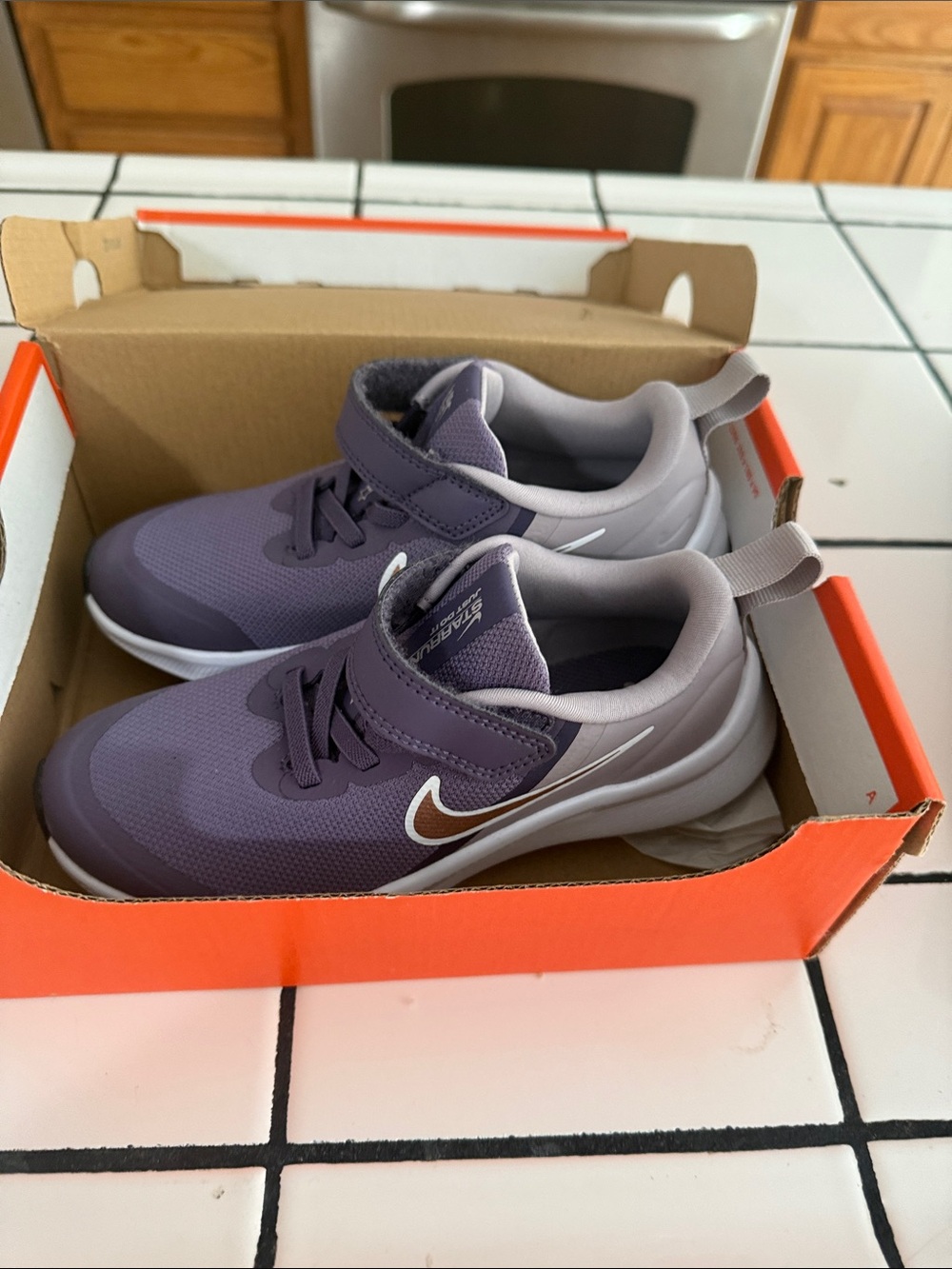 Nike Kids Purple and White Swoosh Athletic Sneakers